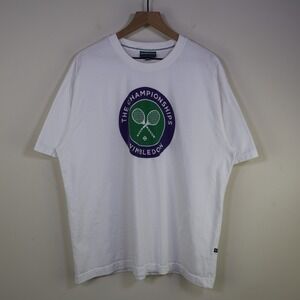 Wimbledon The Championships Graphic T-Shirt XXL Preppy Tennis White Cotton